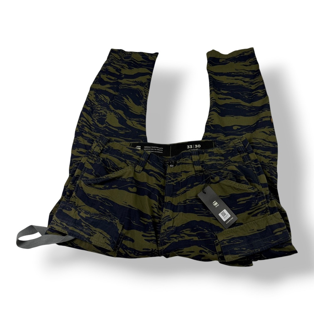 G-Star Raw 3D Regular Tapered Cargo 2.0 Pants Tiger Camo Olive 33x30 D24308-D386